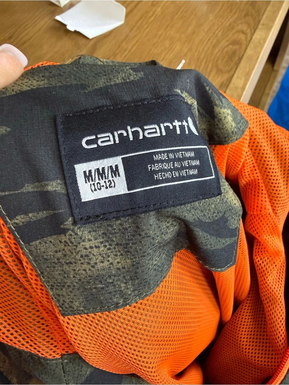 Unisex Carhartt Camouflage Ripstop Windbreaker Hunting Camo Jacket youth 10/12